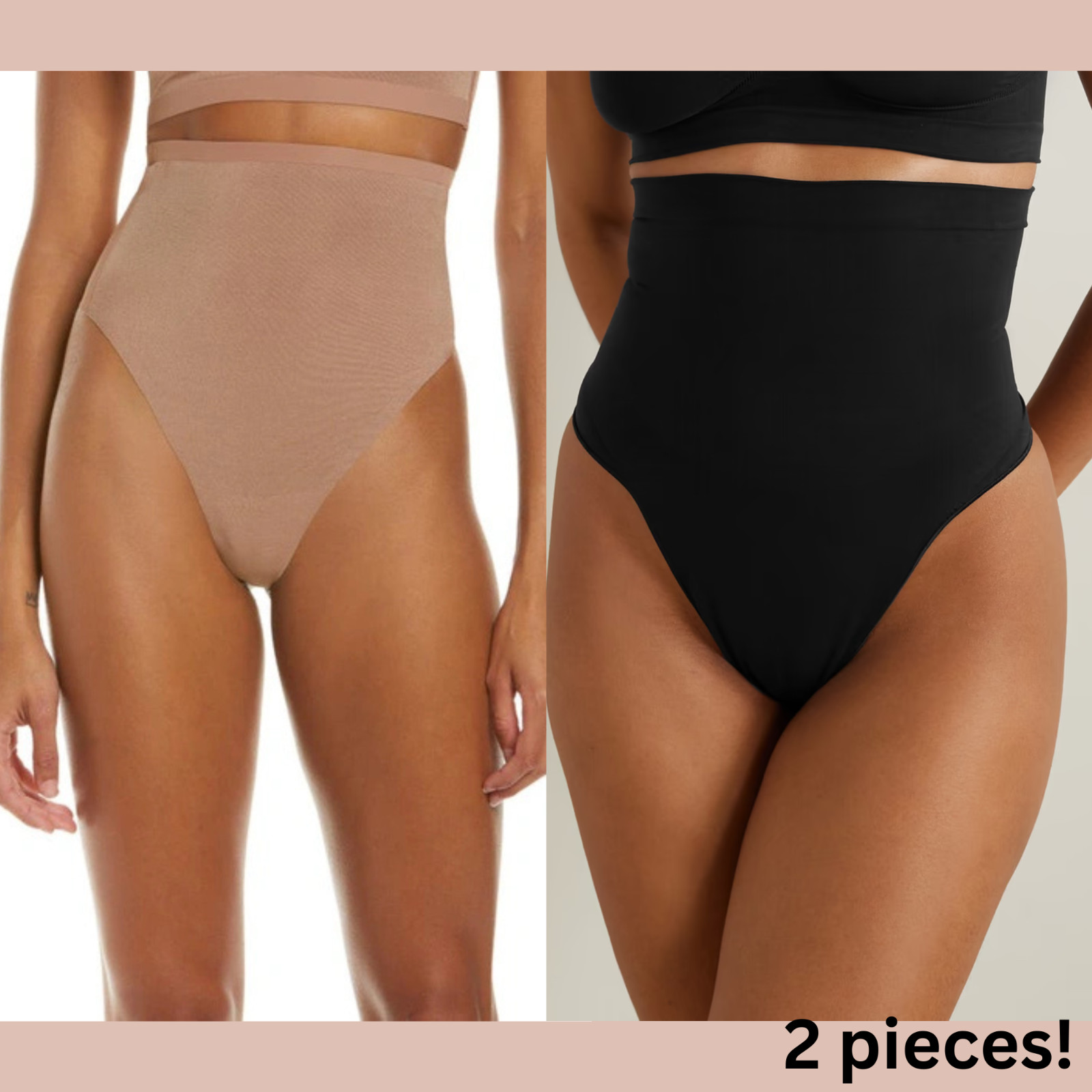 NEW $72 SKIMS [ 2PC Small ] Scuplt + Mesh High Waist Thong Sienna + Onyx #T2032