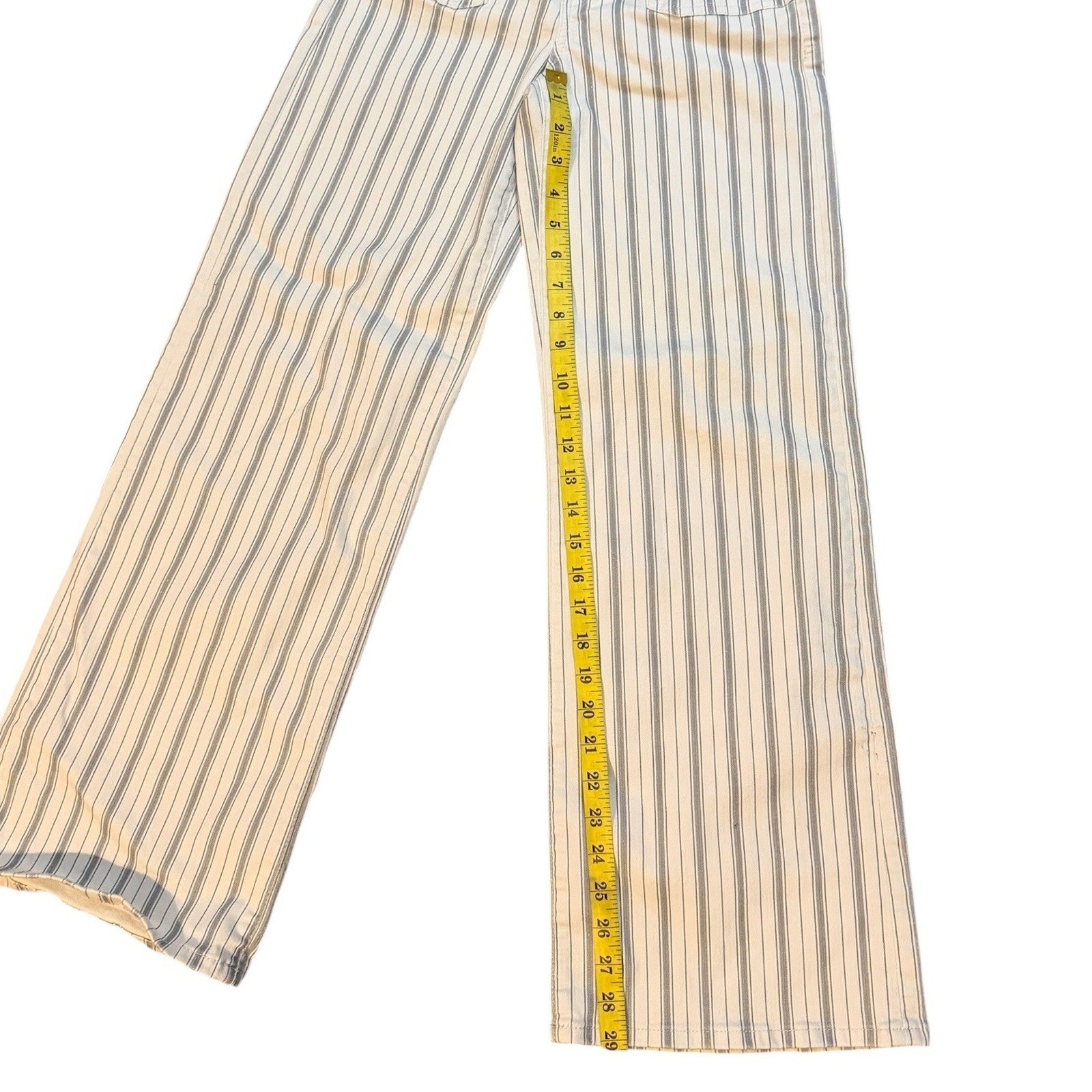 FRAME Womens Le Slim Palazzo Jeans 25 Ivory Sage Stripe Stretch Wide Leg
