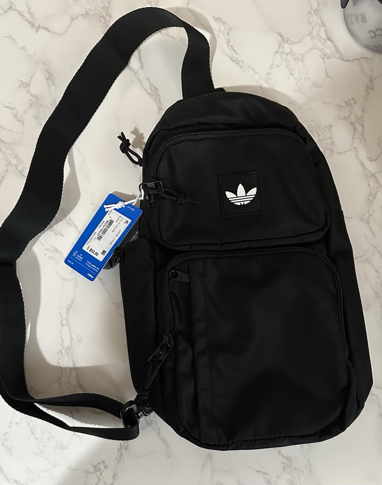 adidas Men’s Black Crossbody Bag Adjustable Strap Outer Pockets