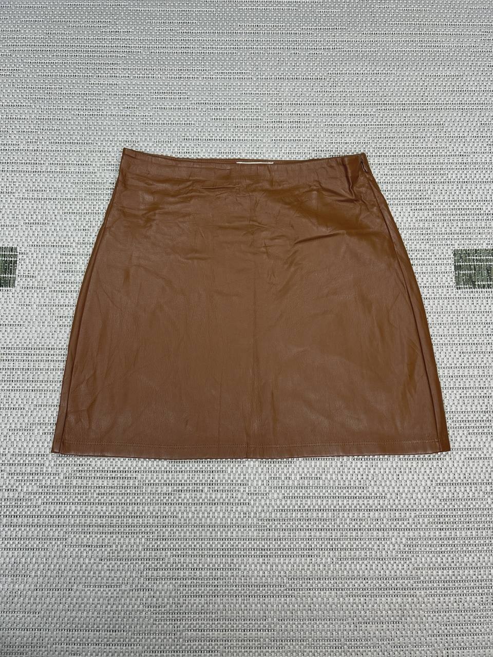 Good American Faux Leather Mini Skirt Womens 0 Brown A Line Side Zip Casual