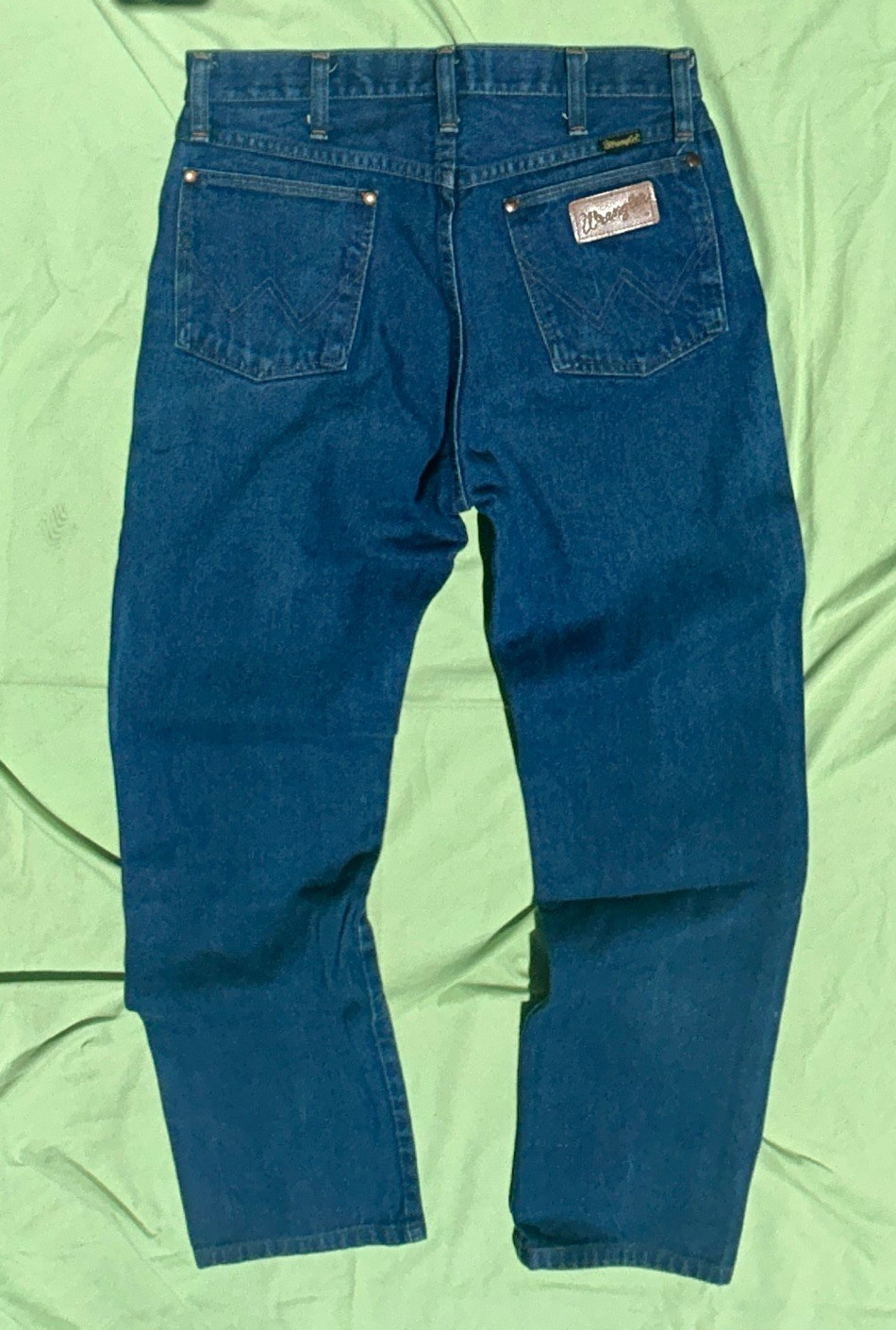 Wrangler Cowboy Cut Men’s Blue Denim Jeans Slim Straight Mid Rise 5-Pocket