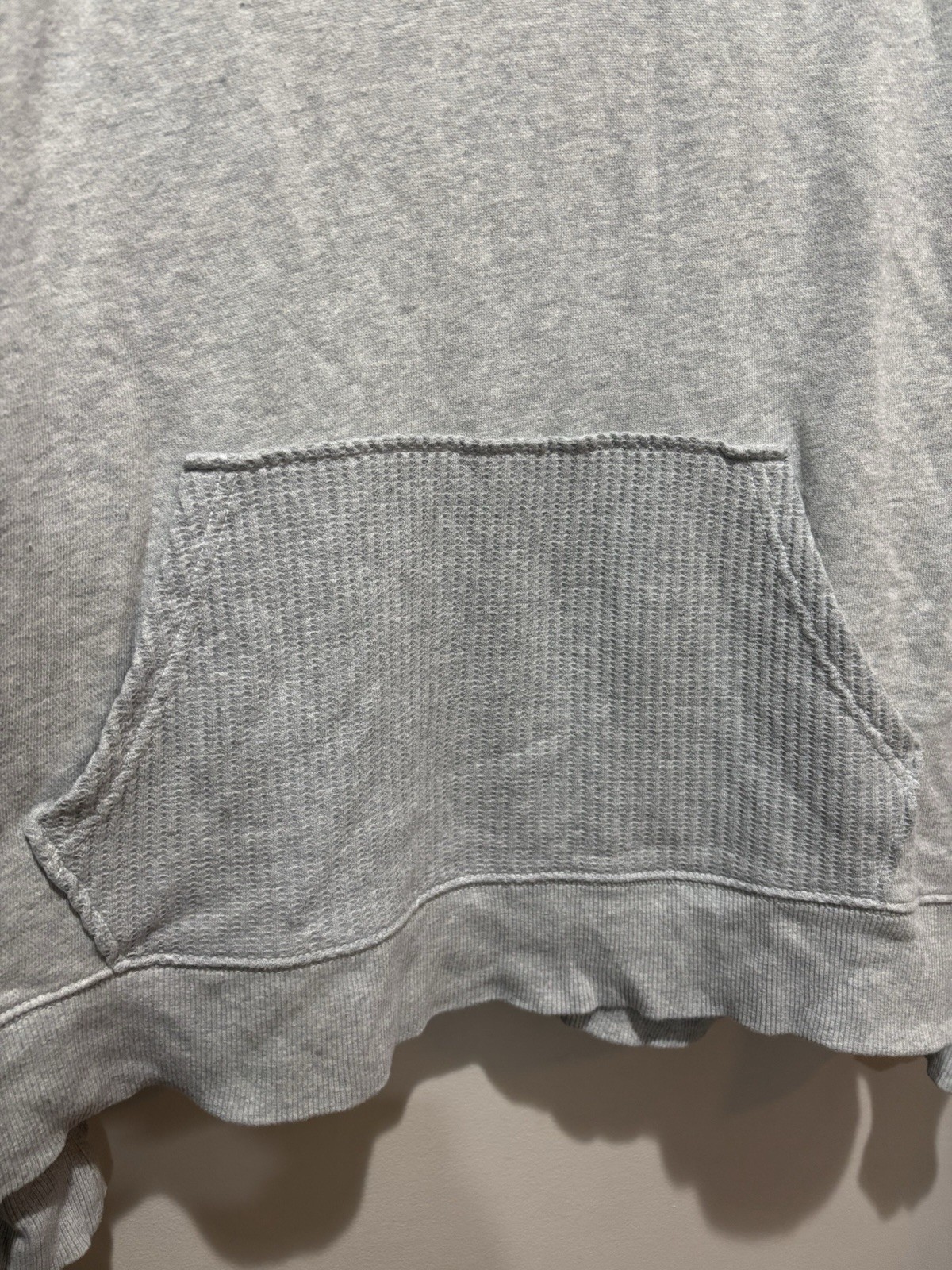 Aerie Waffle Knit Heather Gray Pullover Hoodie Oversized Comfy Cozy Cotton XL