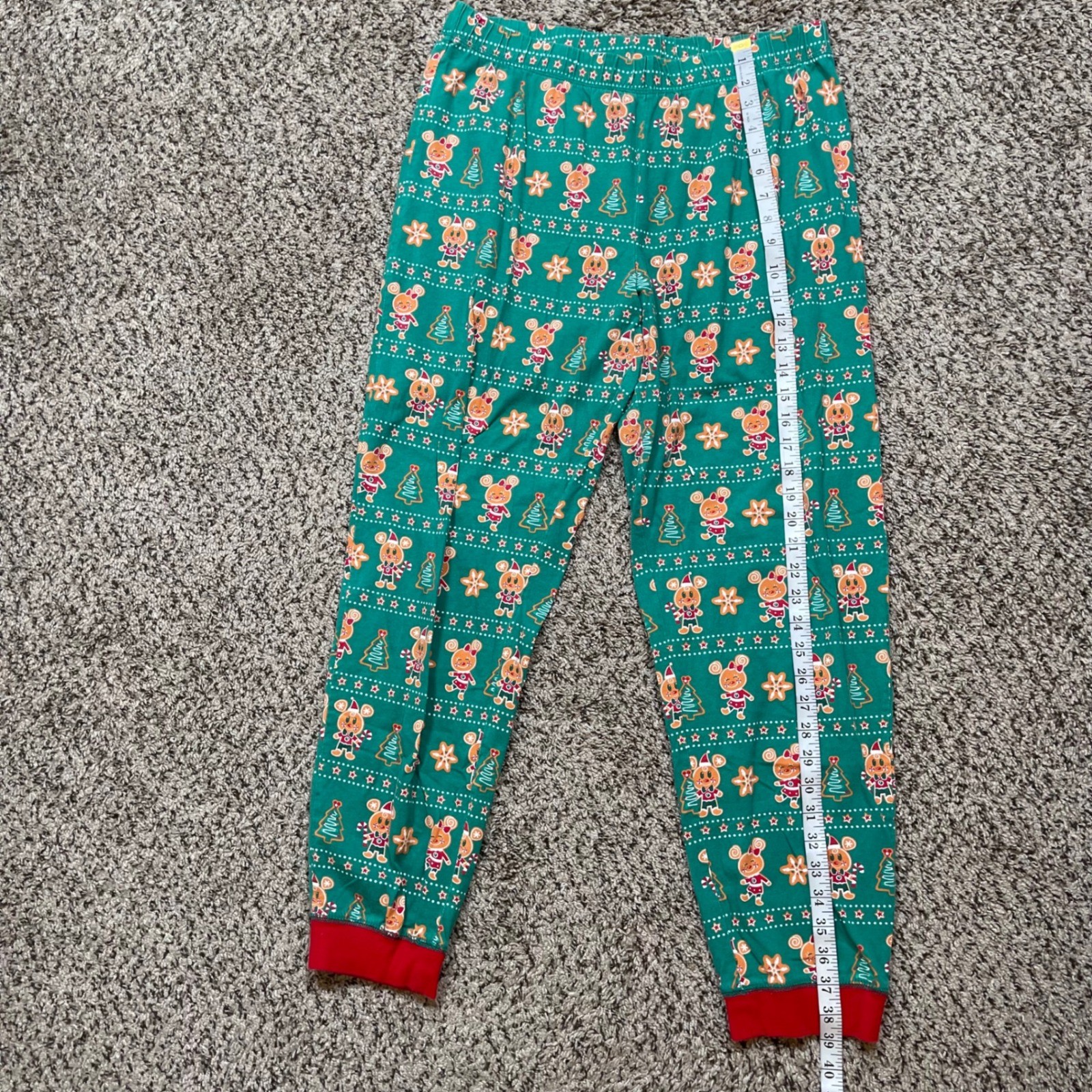 Disney Store Mickey Mouse & Friends Green Holiday Pajamas Set XL Gingerbread