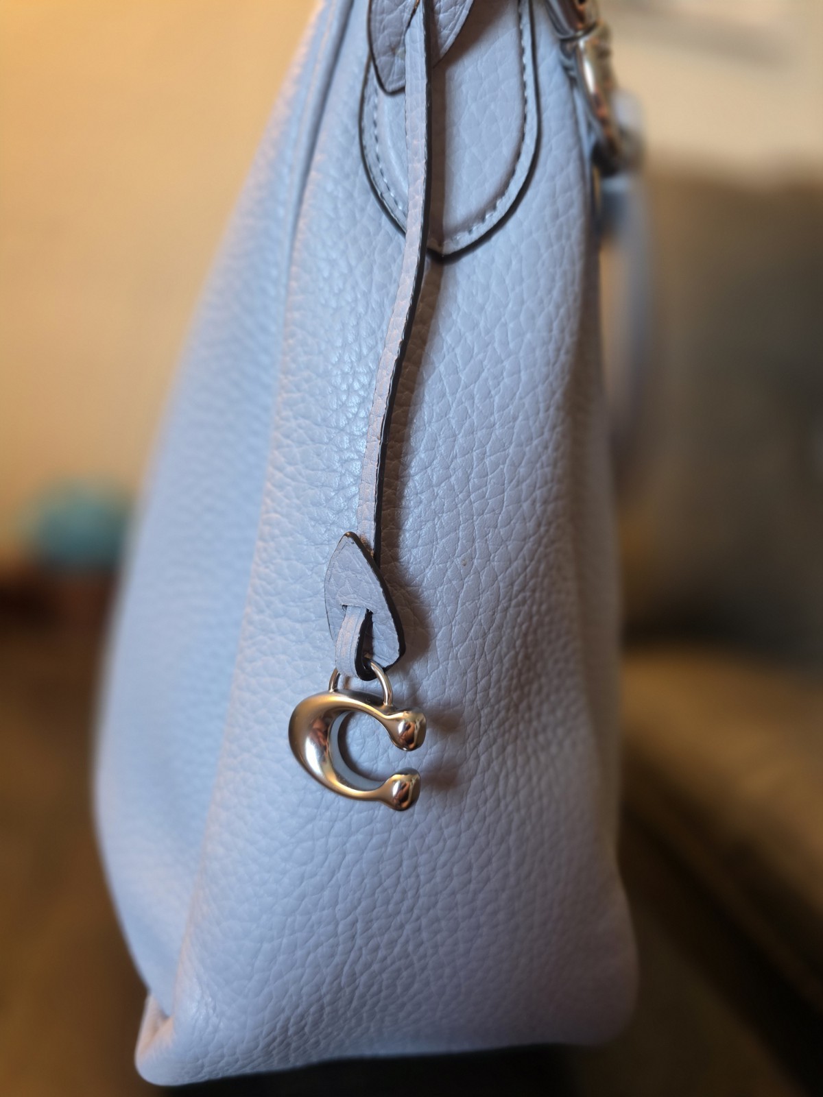 COACH Cary Shoulder Bag Blue Grey CC435 Leather