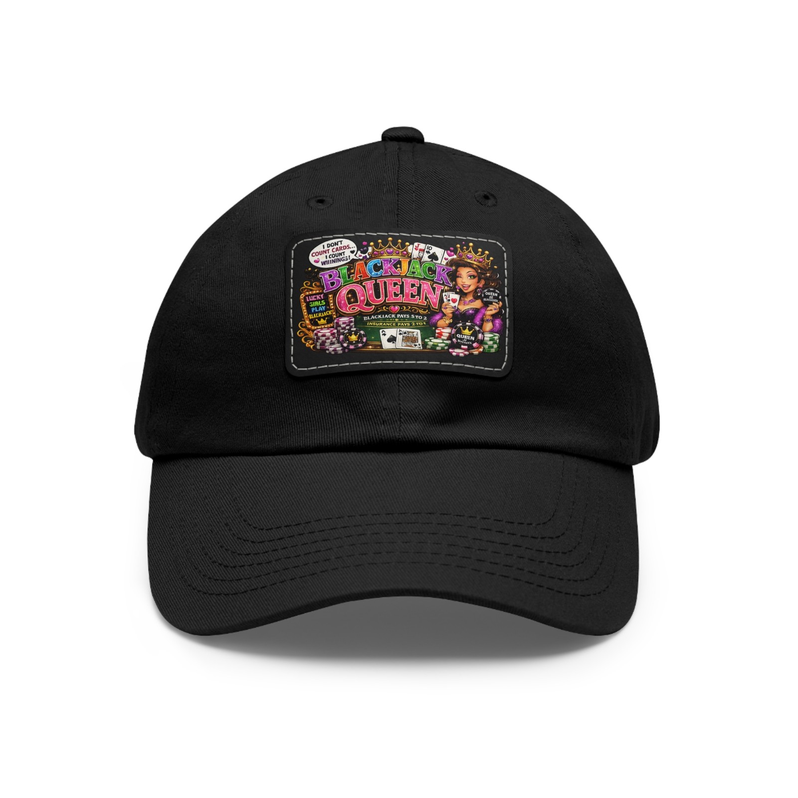 Black Queen patch dad hat | Leather patch baseball cap