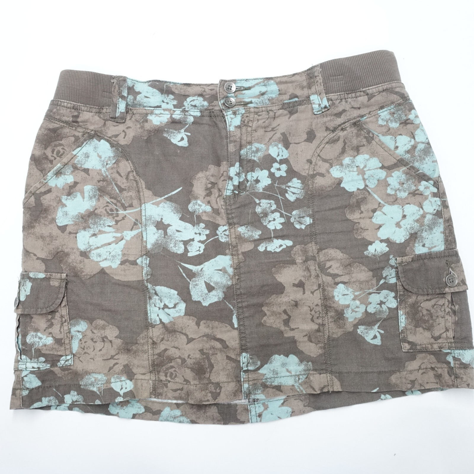 Sonoma Life Style Modern Skirt Skort Women 10 Brown Floral High Waisted 2-Button