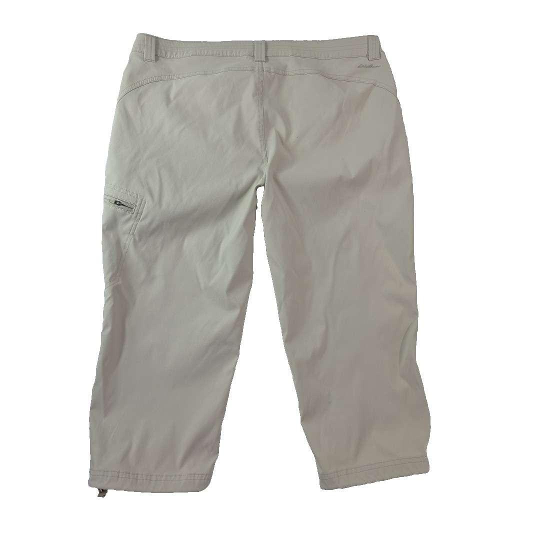 Eddie Bauer Rainier Cropped Cargo Capri Pants Women’s Size 14 Hiking Ivory
