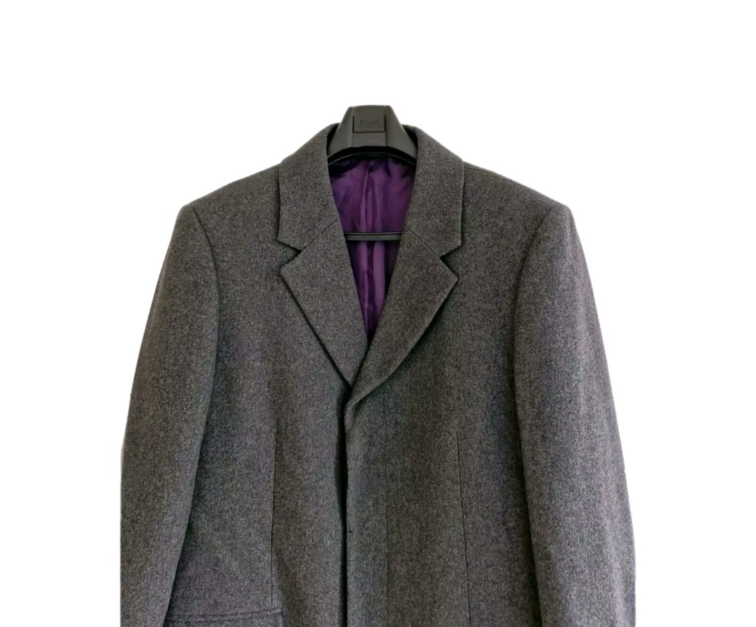 Richard Paul Menswear Grey Wool Blend Warm Winter Midi Overcoat Coat. Size UK XL