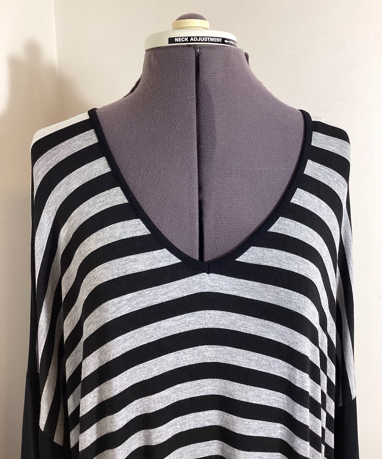Alembika Contrast Stripe Midi Knit Dress M (12/14) Lagenlook Oversized Minimal