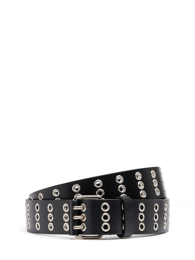 ANN DEMEULEMEESTER Ezra 40mm Eyelets Black Leather Belt New & Authentic