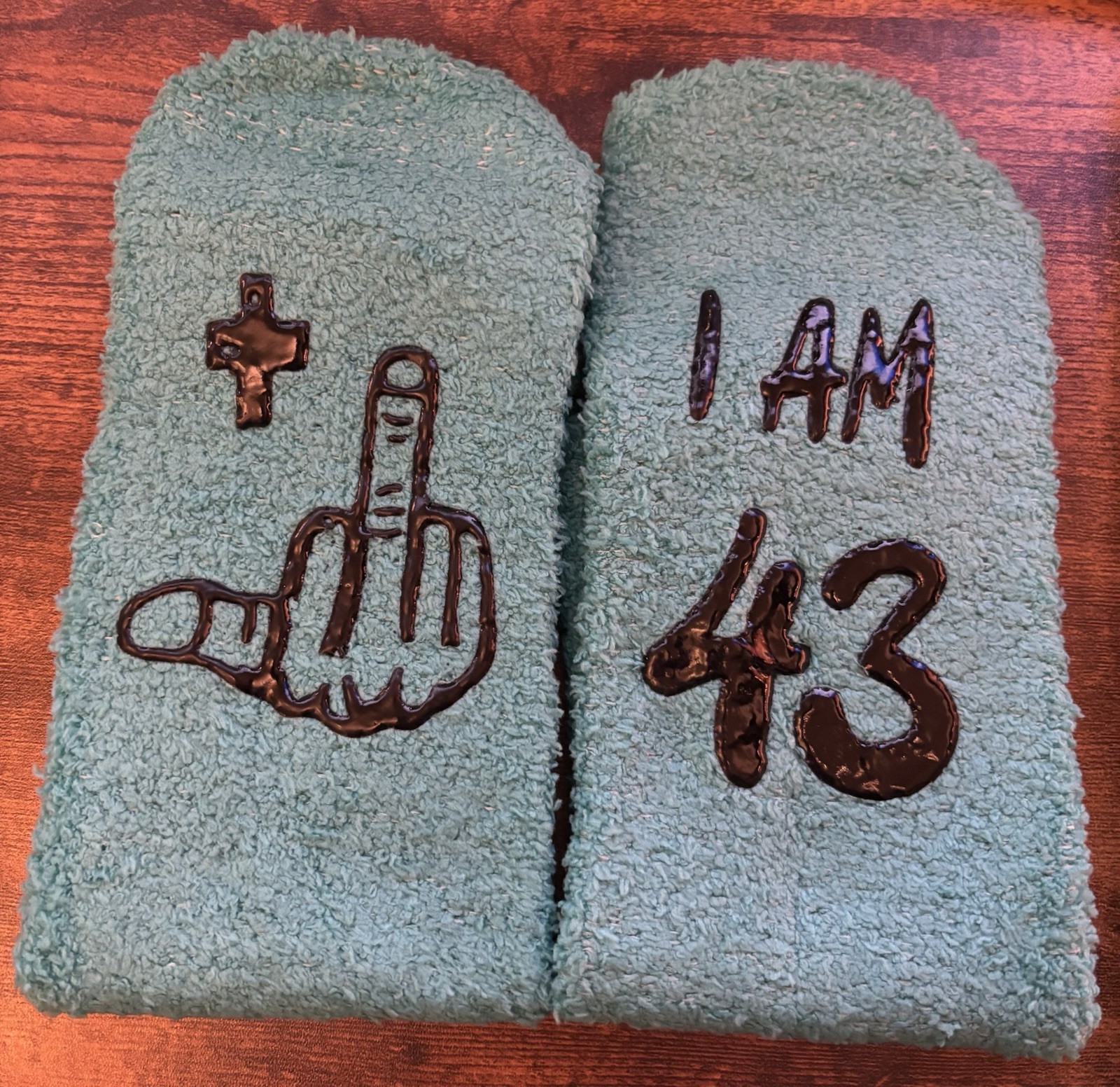 Happypop Brand Gift Series I’m 43 Fuzzy Blue Socks Birthday Gag