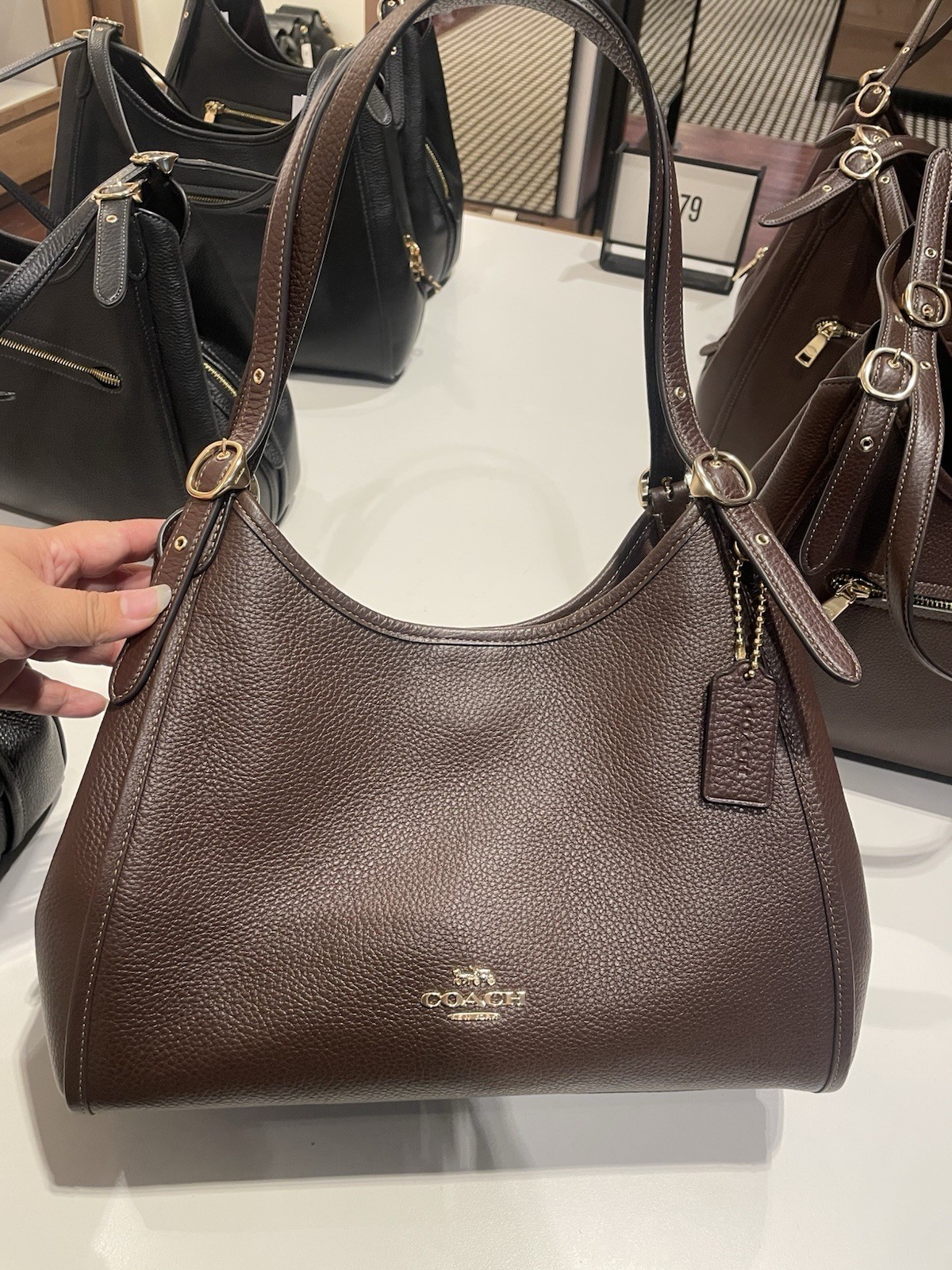 Coach Erin Shoulder Bag In pebble Leather In Gold/Maple CAQ86 NWT