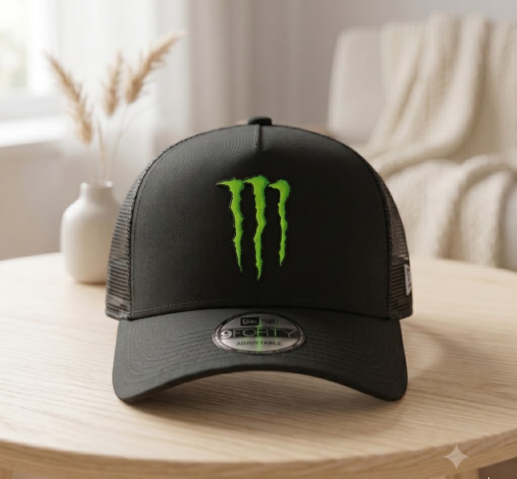 Monster Energy Embroidered Trucker Hat Black Mesh Cap Racing Motocross Biker