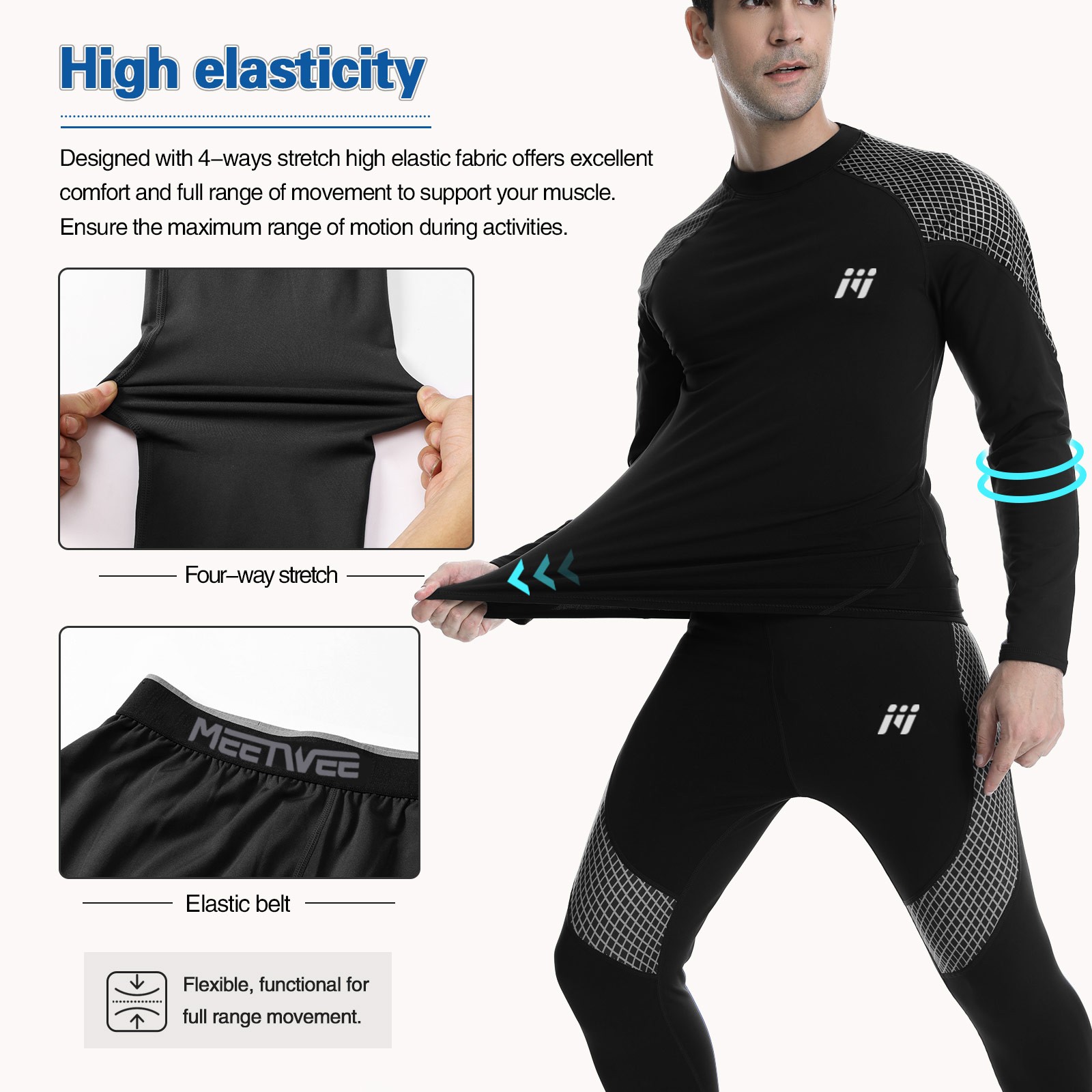 Men’s Winter Thermal Underwear Set Fleece Base Layer Long Johns Top Pants Warm