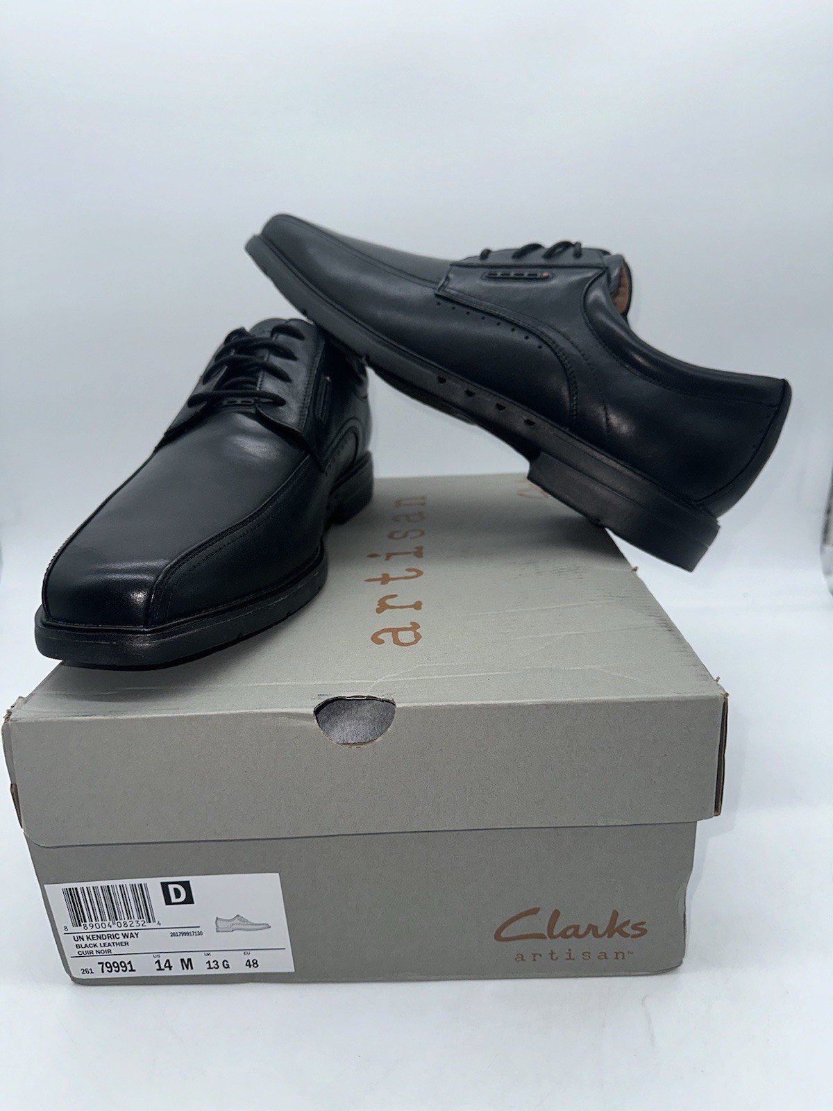 Clarks Men’s Un Kendric Way Black Leather 26179991 Size 14 M