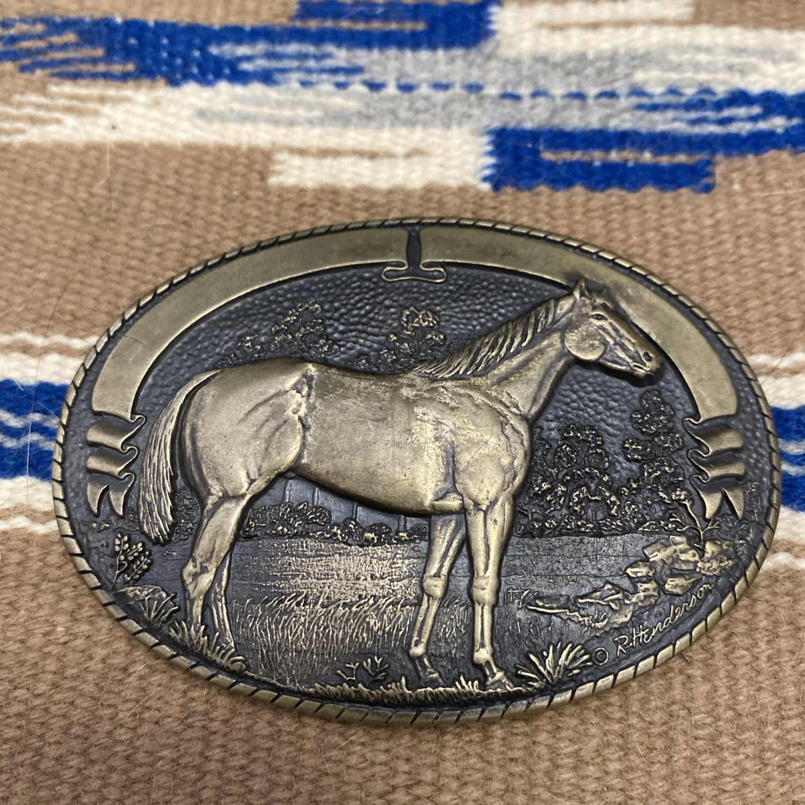 Vintage Tony Lama Belt Buckle Quarter Horse Solid Brass 3-3/4” Long 2-3/4 Wide