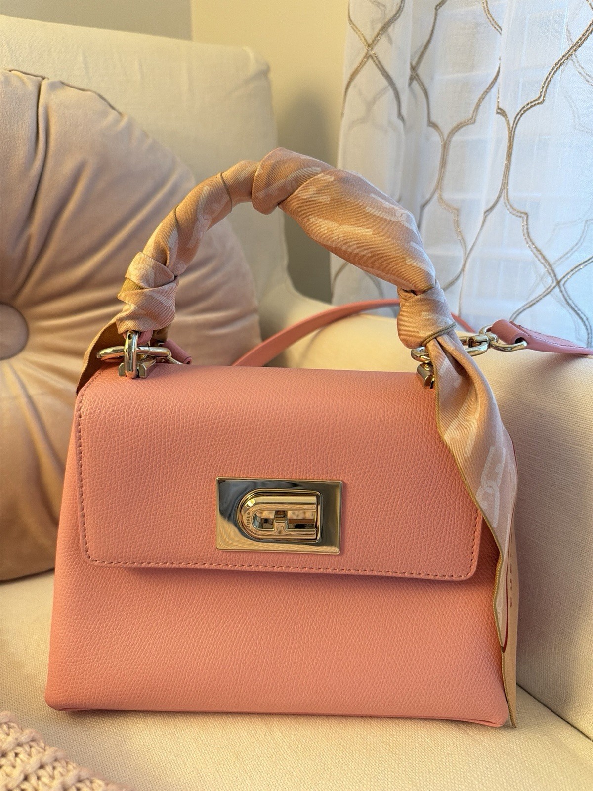 Furla 1927 Mini Top Handle Bag with Silk Furla Scarf