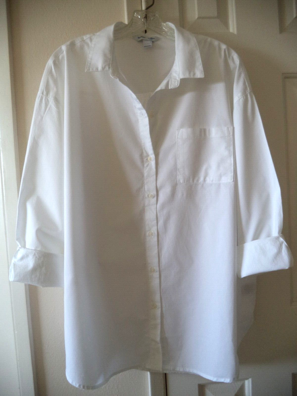 Nice Basic! Old Navy White Oversized Cotton Buttondown Shirt 4XL 5X 28 30 32 4X