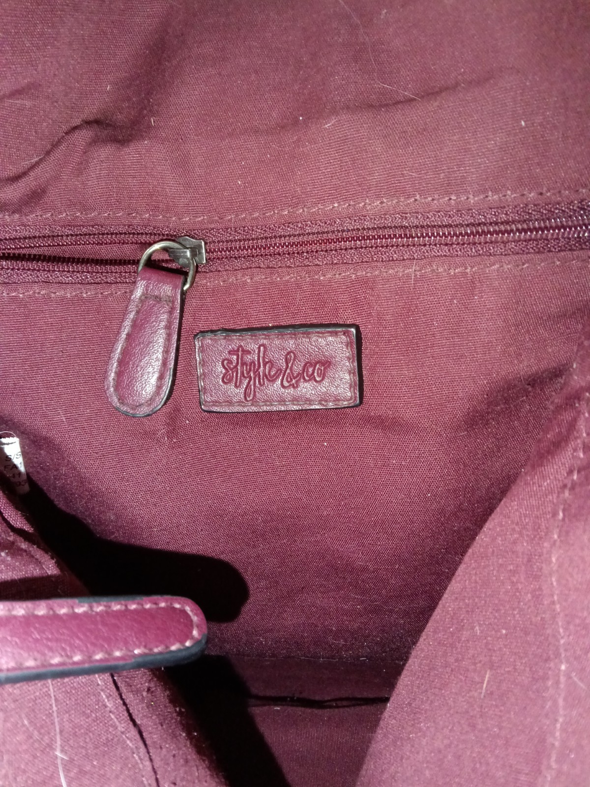 Style & Co Burgundy Shoulder Bag Turn Lock Zip Buckle Accent Silver Hardware