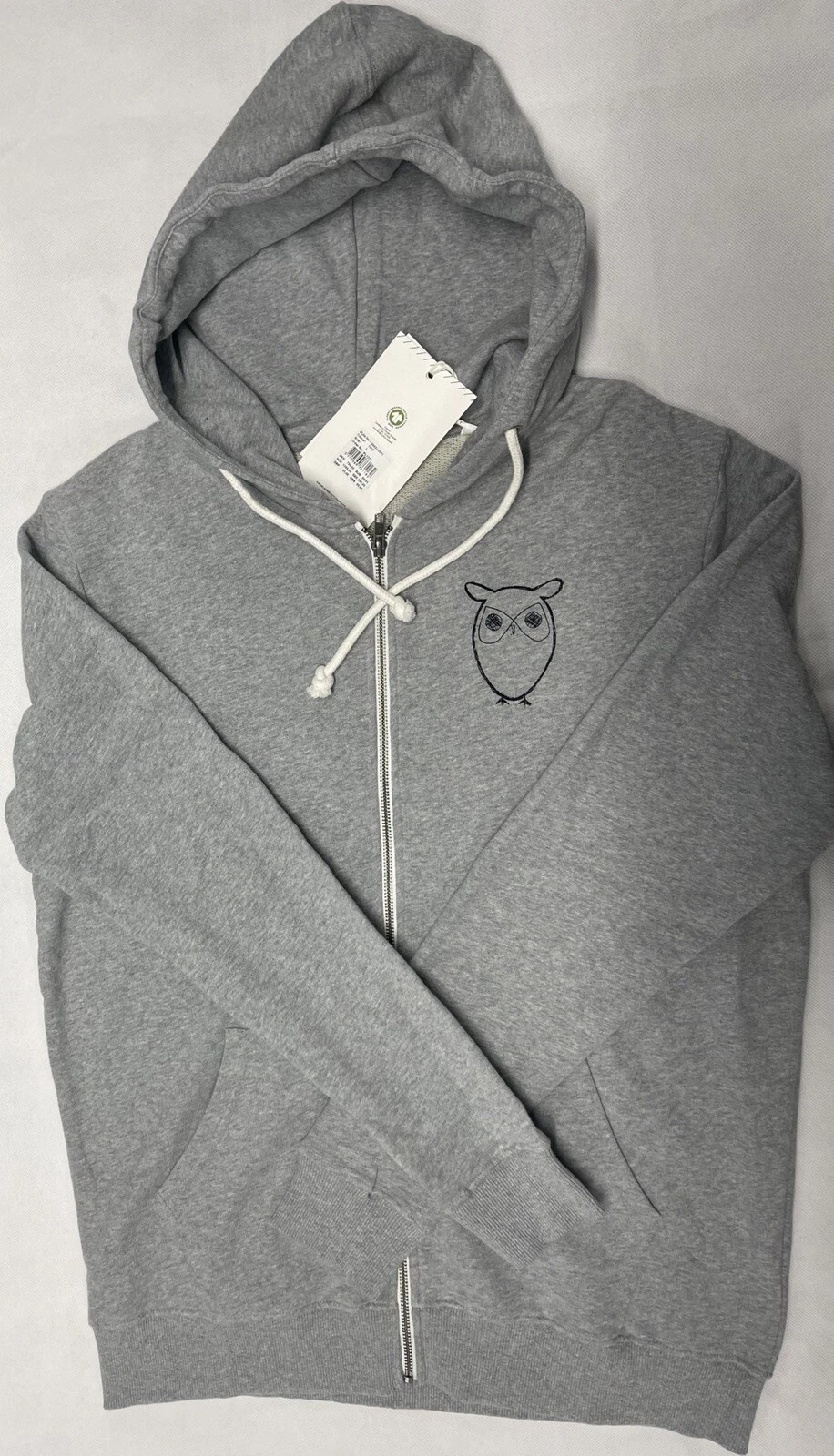 NWT Knowledge Cotton Apparel Owl Logo Full Zip Hoodie