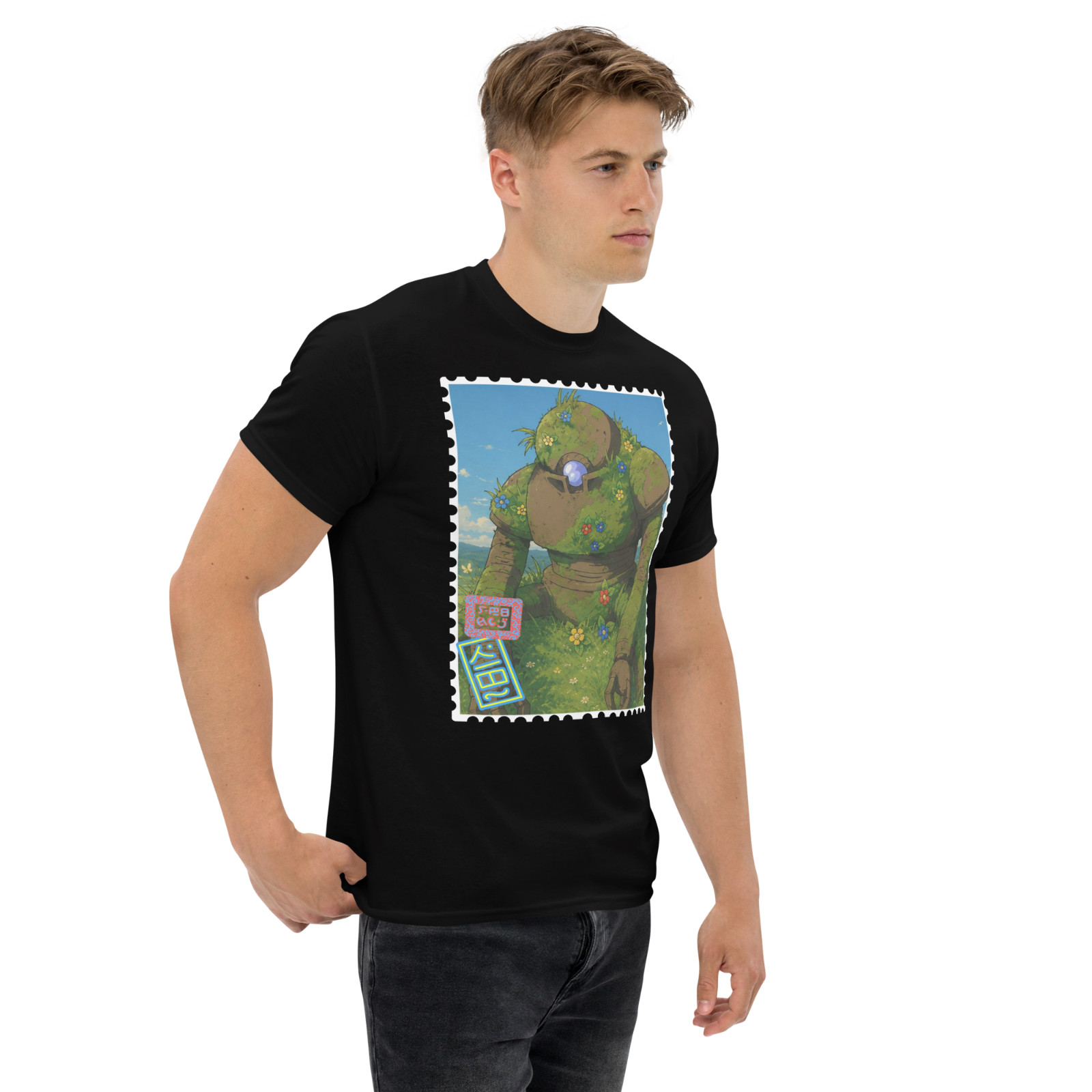 Medieval Fantasy Golem RPG Graphic T-Shirt Vintage Postage Stamp 100% Cotton