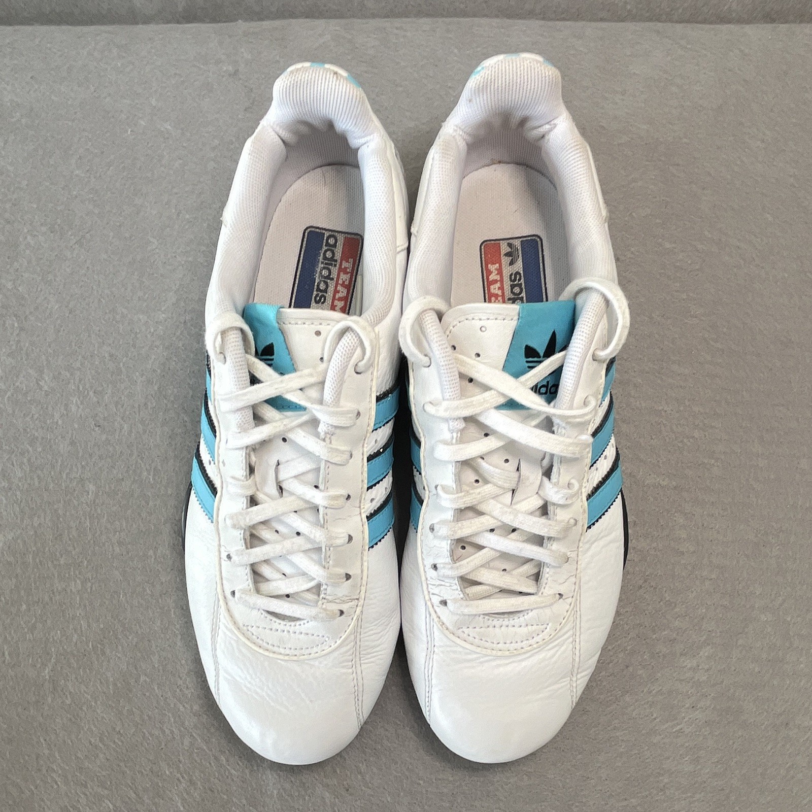 2006 adidas Team Goodyear Men’s Adiracer Low Leather Sneakers White/Blue/Black