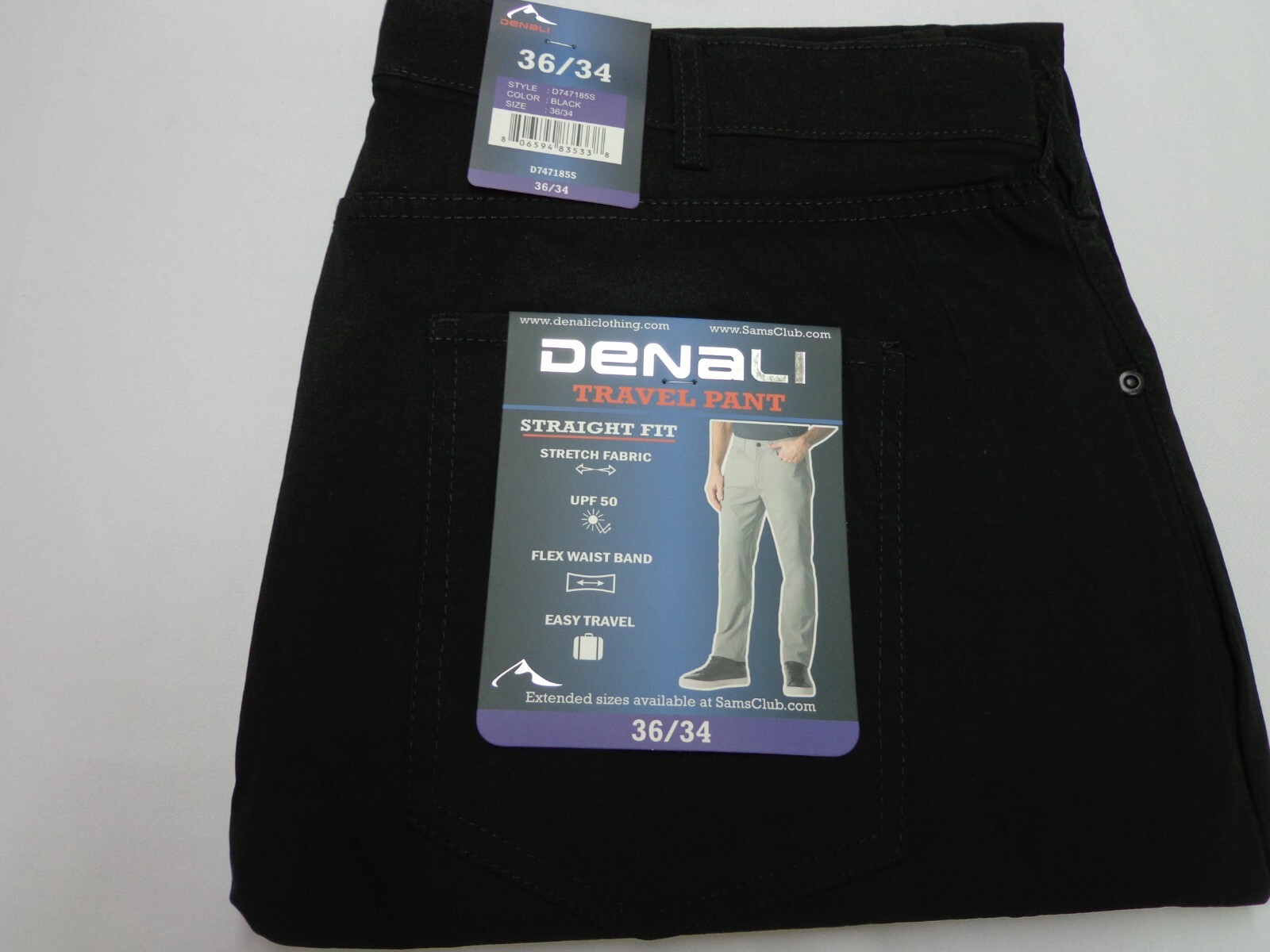 DENALI Black Travel Pants Straight Fit 36/34 NEW