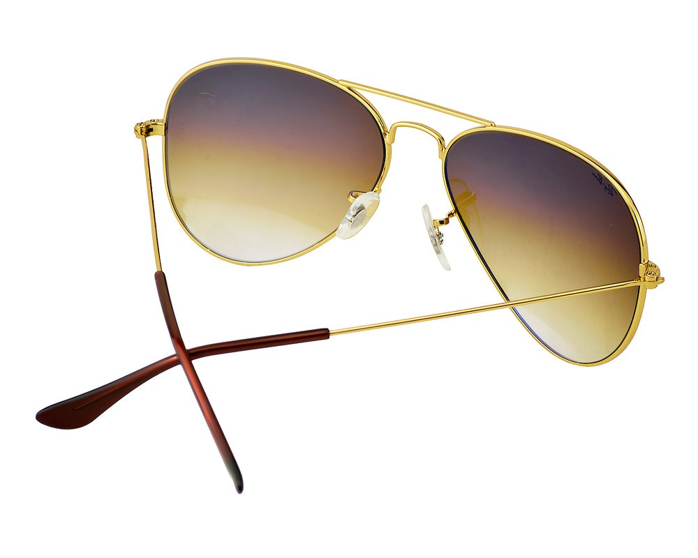 Ray-Ban RB3025 Aviator Gradient Gold Frame Light Brown Lenses 58mm Unisex