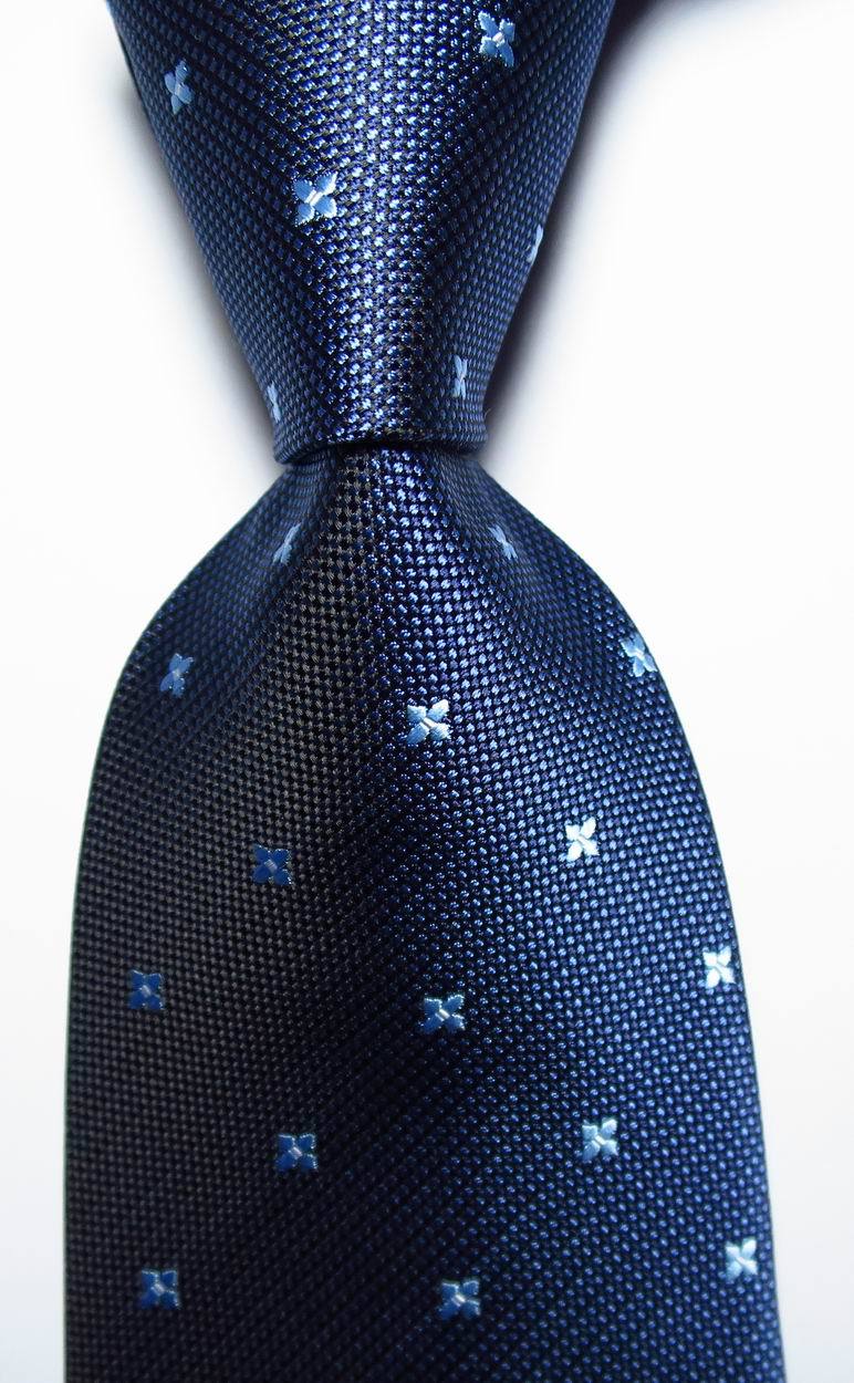 New Classic Polka Dot Blue JACQUARD WOVEN 100% Silk Men’s Tie Necktie