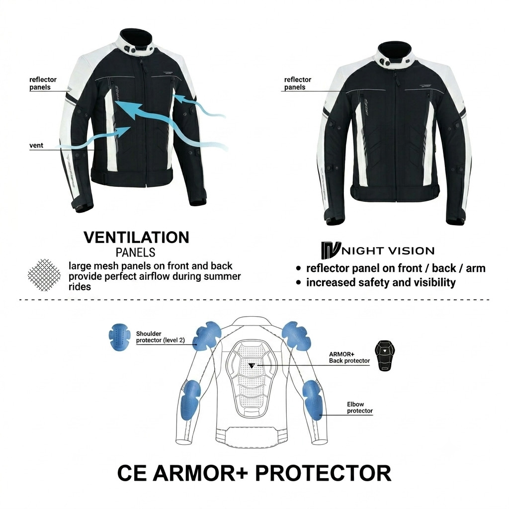 RS VIGOR GP Motorcycle Jacket Men CE Armor All Season Waterproof Textile Biker