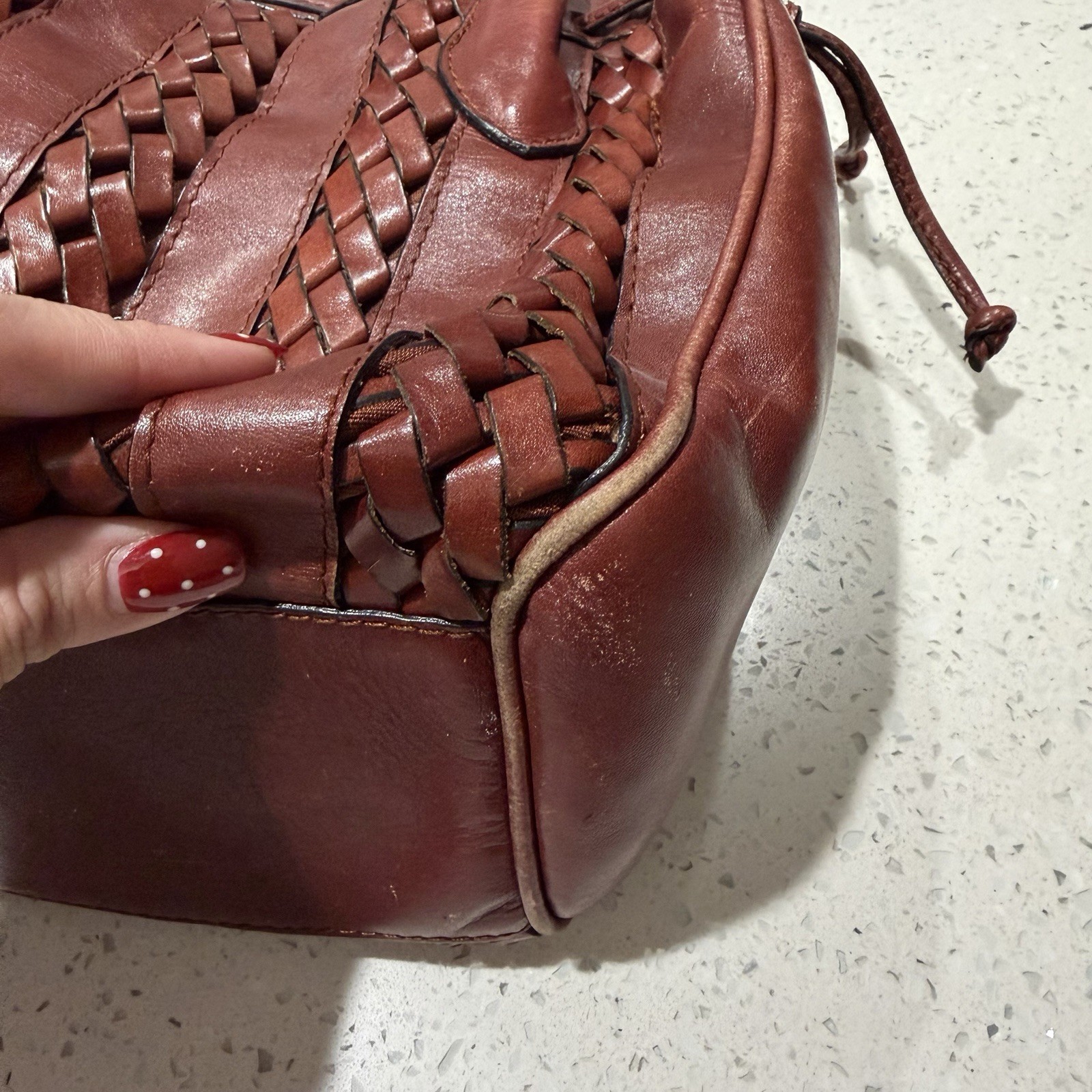Vintage Etienne Aigner brown leather braided handbag