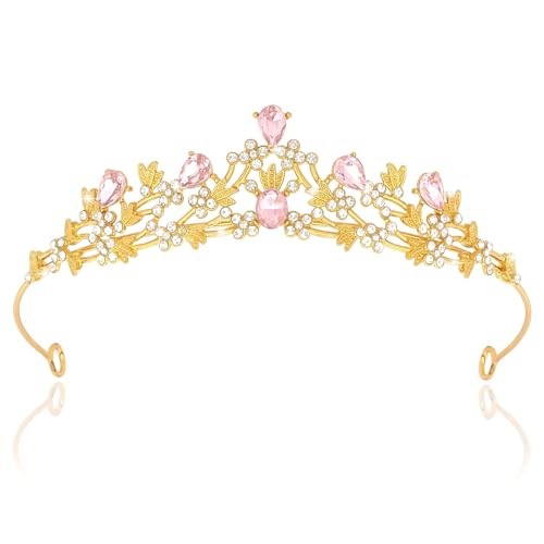 Tiara Crowns for Women Girls, Sparkling Rhinestone Tiara, Princess Crown, Pink