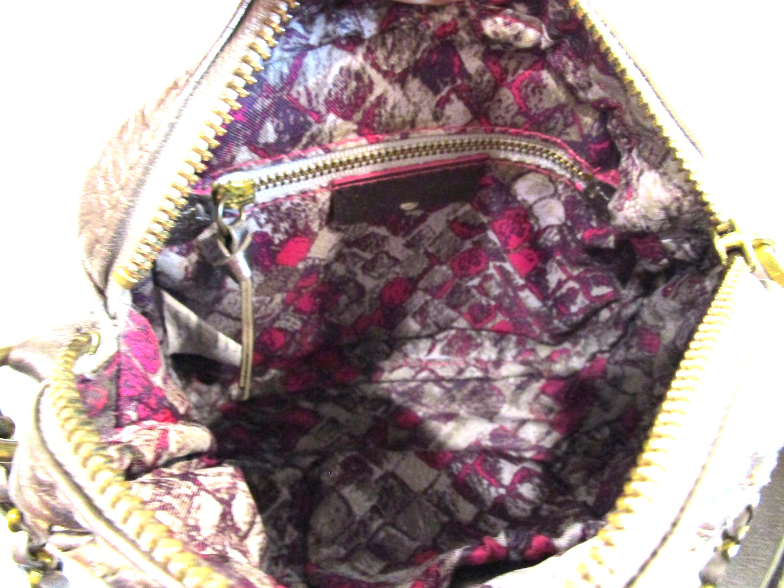 Elliott Lucca Small Silver, Gold Metallic Woven Leather Crossbody Purse