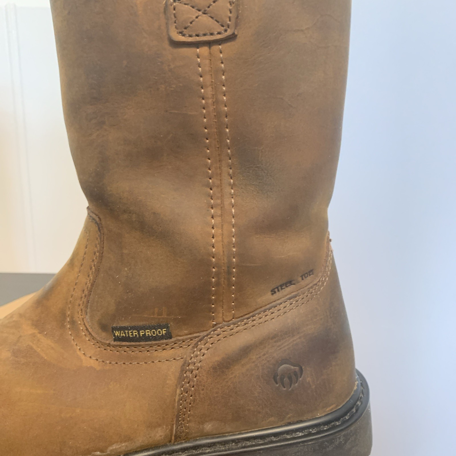 Wolverine Wellington W04727 Men’s Brown Leather Work Boots Size 8m Steel Toe
