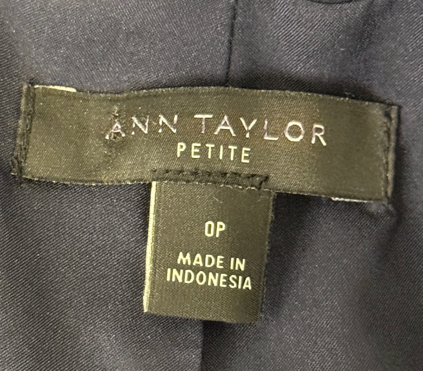 ANN TAYLOR NIGHT SKY BLUE THE PETITE ONE BUTTON STRETCH COTTON BLAZER JACKET 0P