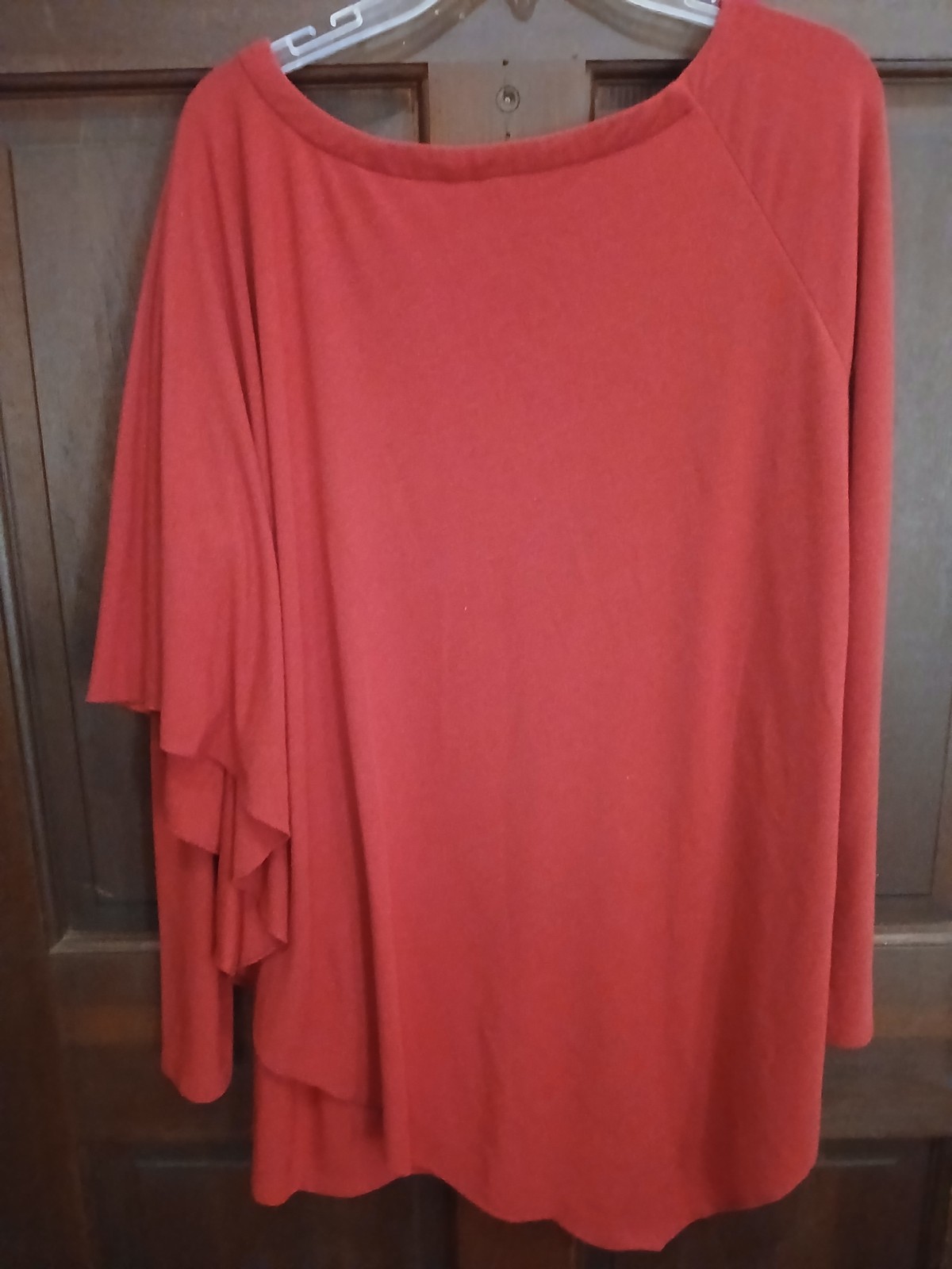 Soft Surroundings Red Rayon Jersey Tunic V-Neck Long Sleeve Relaxed Stretch L