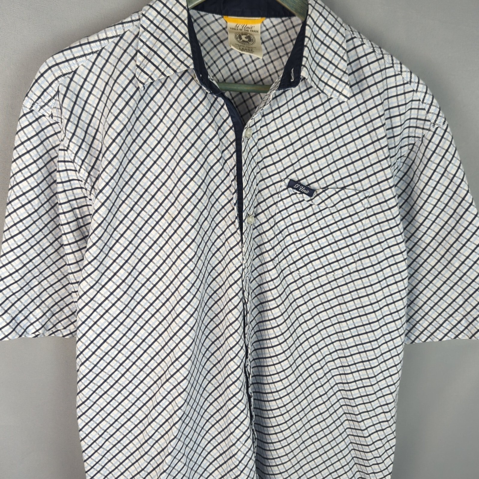 G Unit Shirt Mens Large Button Up Classic Blue 90s Grunge Hip Hop Cotton Polo