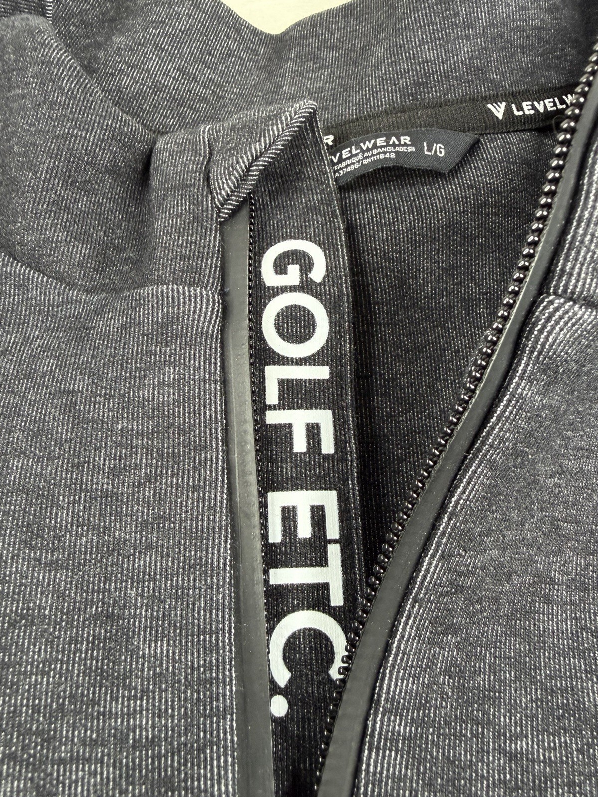 Levelwear Golf Pullover Black Gray 1/4 Zip Tech Sweater Performance Stretch L