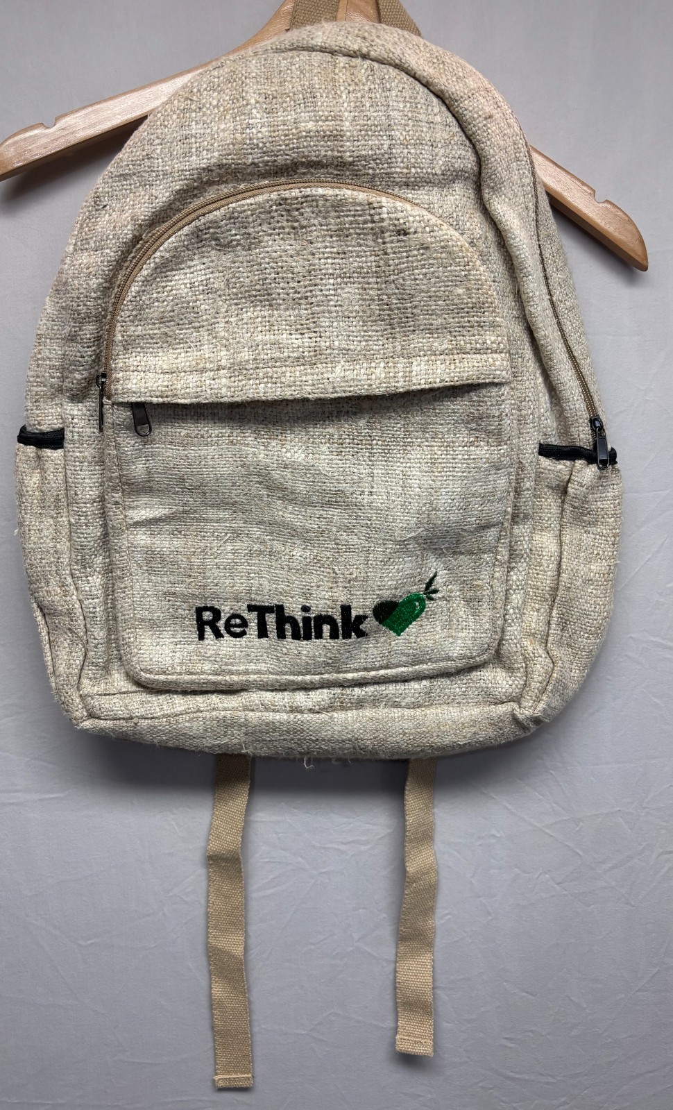 HEMP Backpack Eco-Friendly ReThink Himalayan Beige Rucksack Casual NWOT Hippie