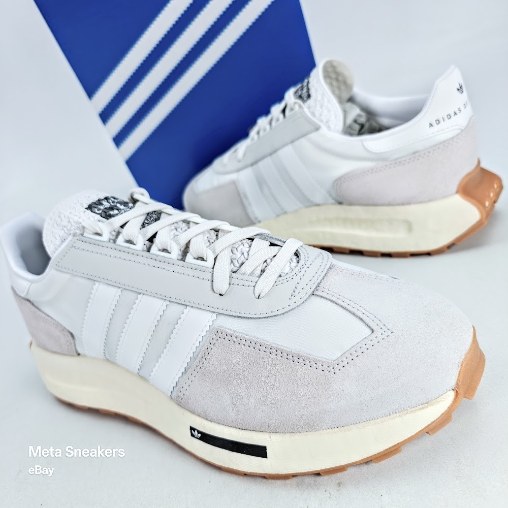 Adidas US 10 Men’s White Silver Gum Boost Retro Runner Retropy E5 H03075 New