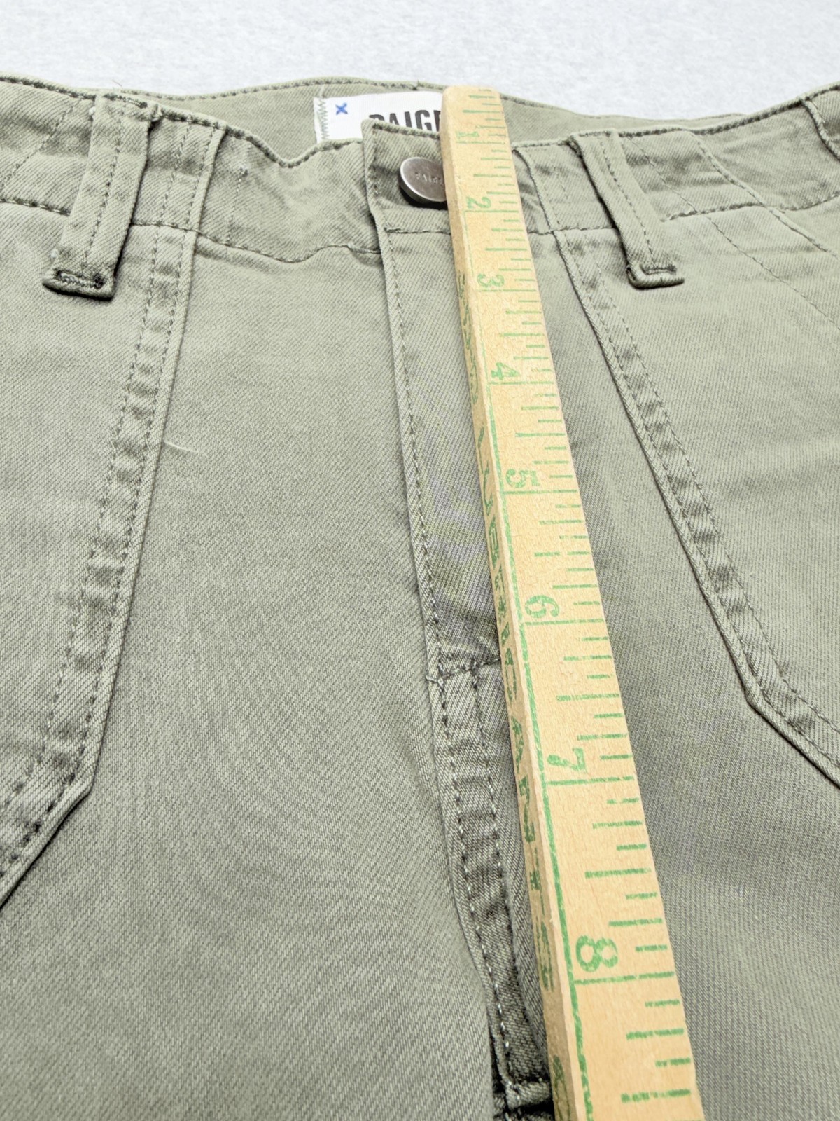 PAIGE Mayslie Jogger Pants Womens 24 Green Twill Ankle Zip Elastic Cuff