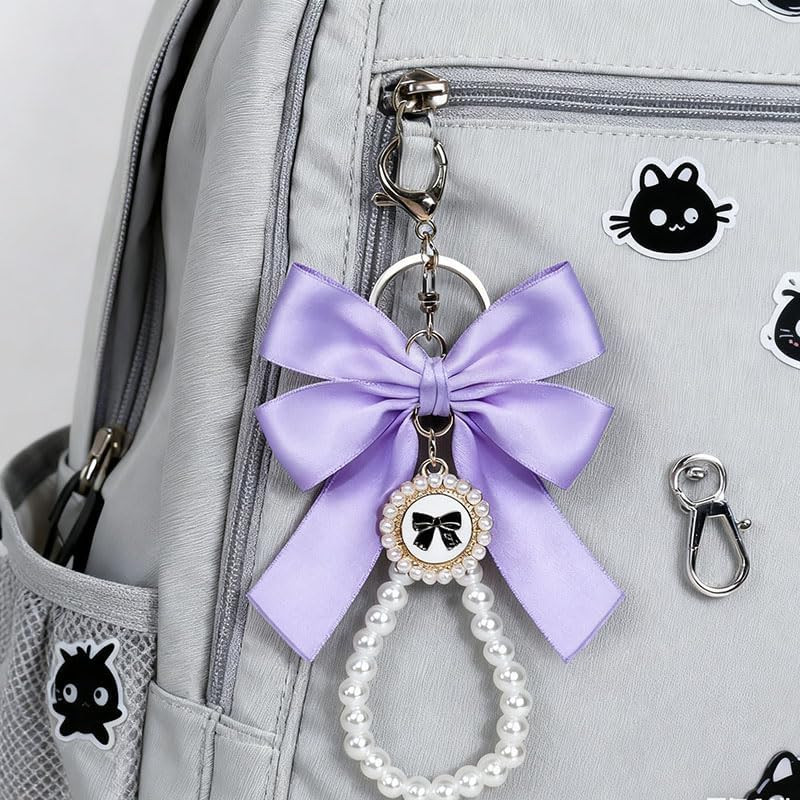 3 Pcs Bag Extender Chain Ribbon Bow Keychain Extender Bag Strap Pearl Purse Chai