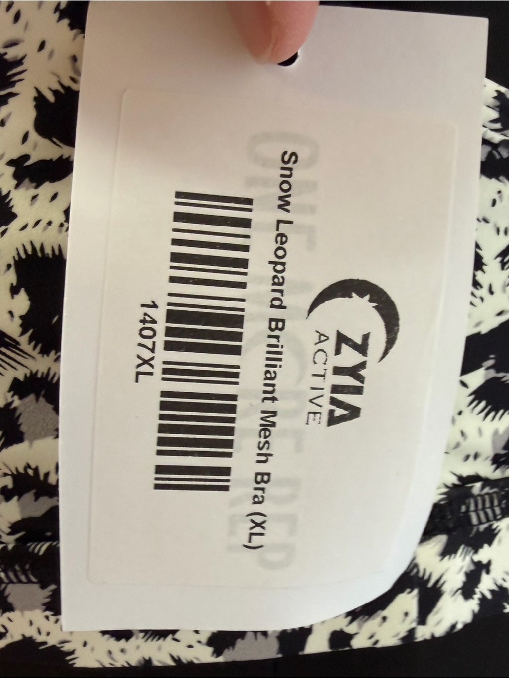 ZYIA Active XL Snow Leopard Brilliant Bra Black White Strappy Sports Bra NWT