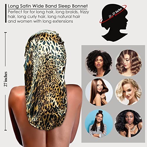3 Pack Long Silky Satin Sleep Bonnet for Curly Hair Braids Dreadlock