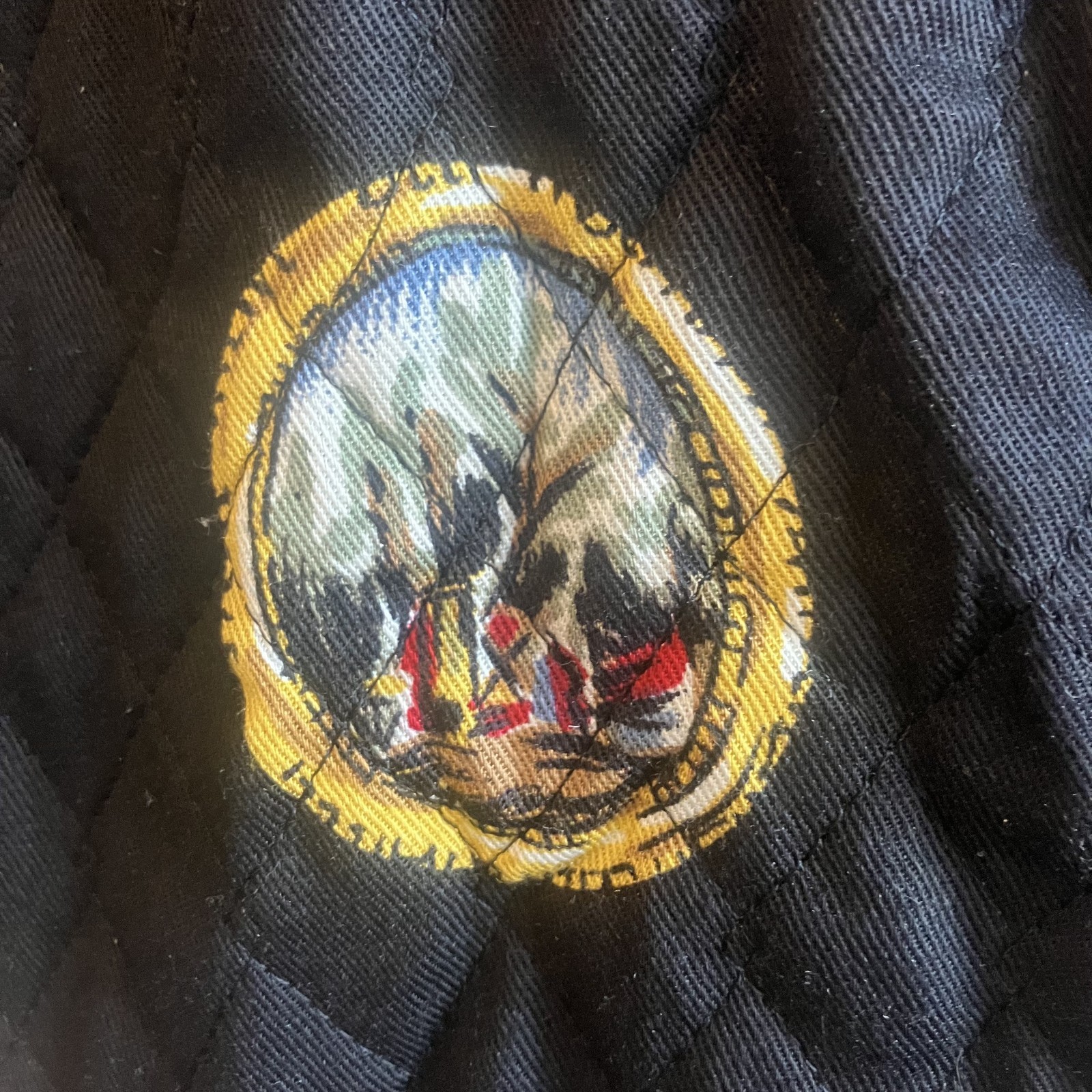 VTG Quilted Jacket Shoulderpad Artwork Button Up Boho Whimsy Twee Old Money Sz 8