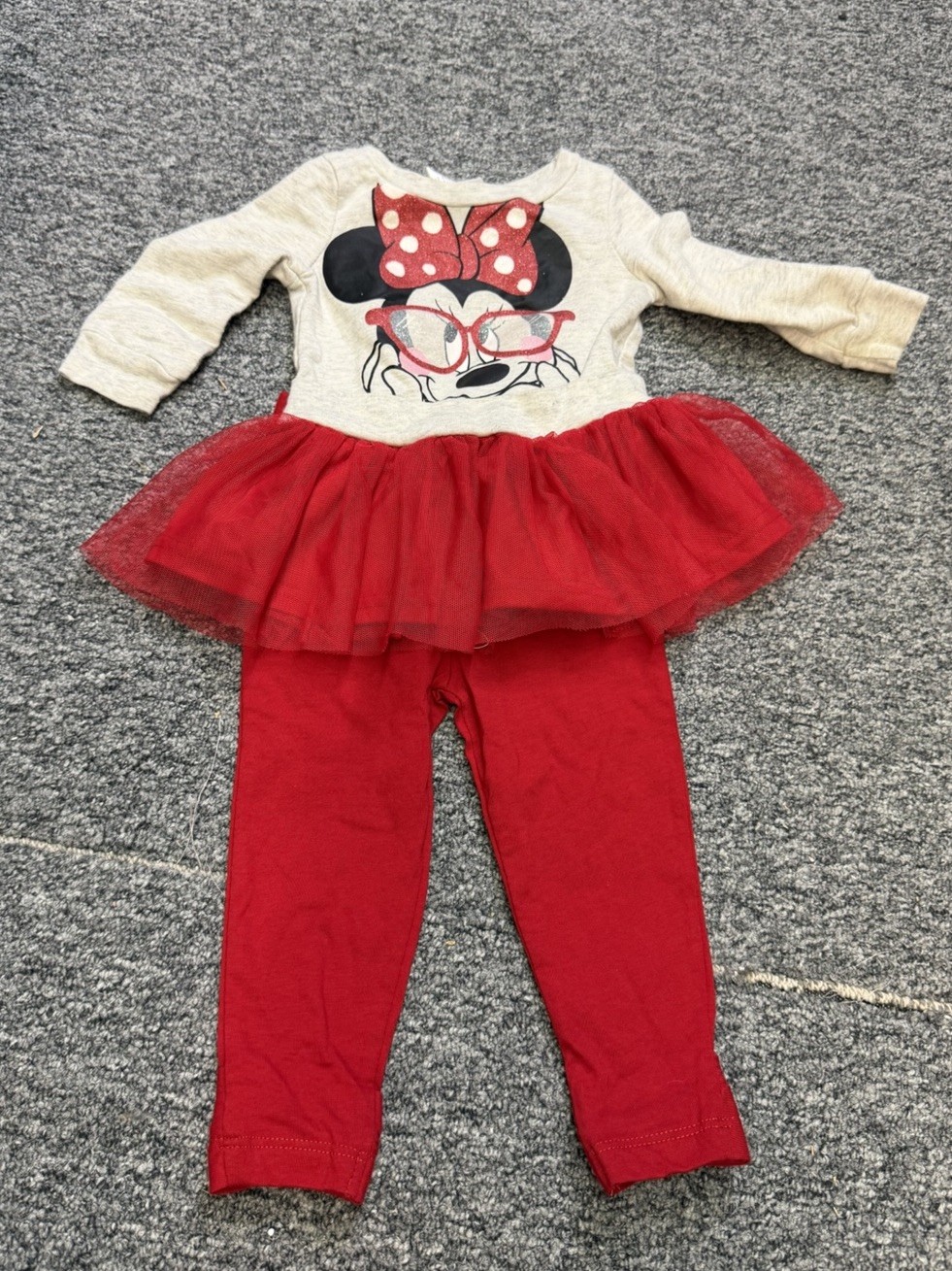 Carter’s Disney Girls 12M Red/White Knit Top & Pants 2pc Set Minnie Mouse