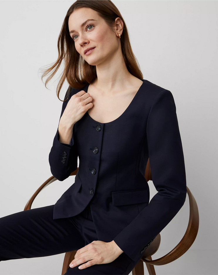 NEW ANN TAYLOR $169 NIGHT SKY STRETCH COTTON U-NECK JACKET SZ 8