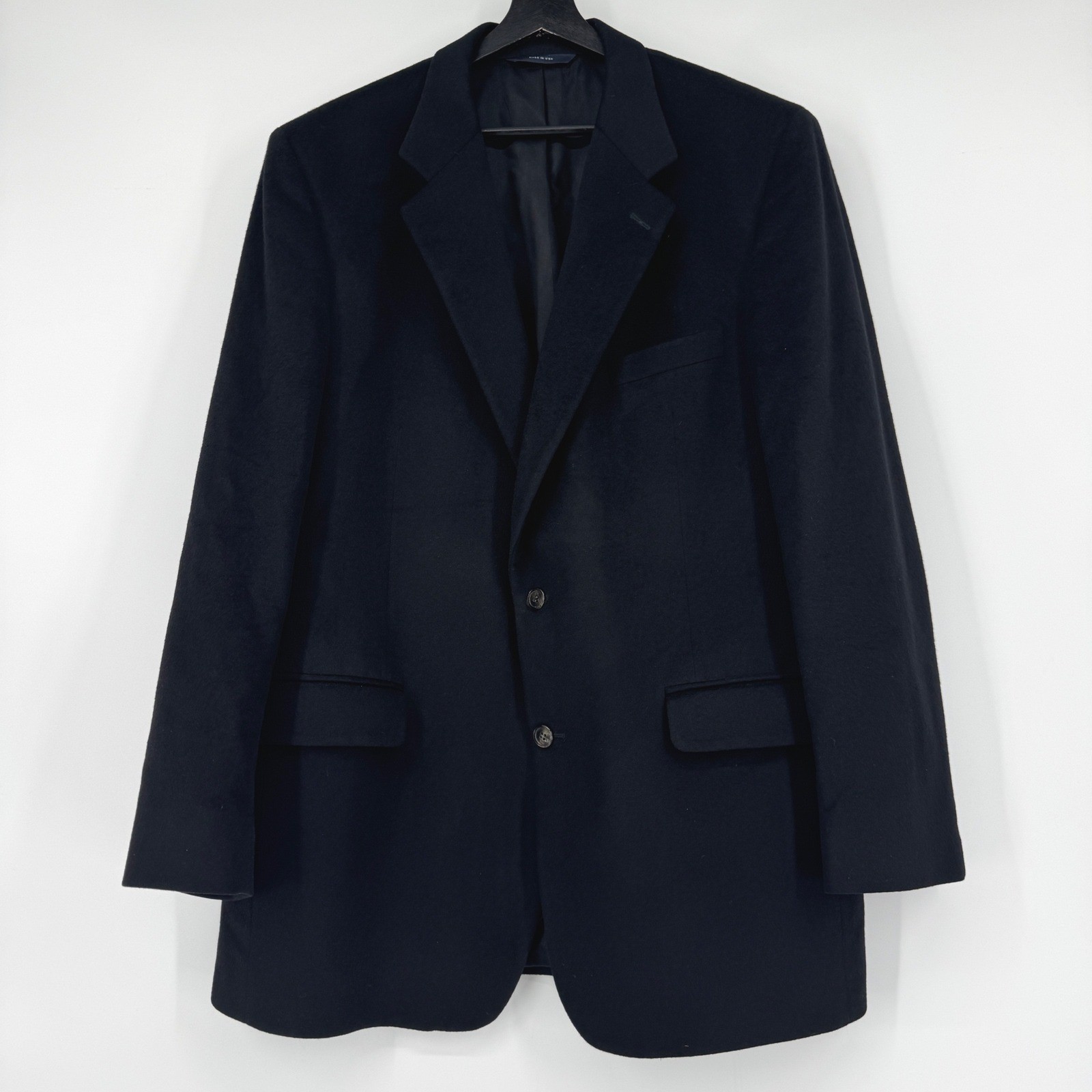 VTG Brooks Brothers Mens Cashmere Blazer Sport Coat 46R Jacket Black Made USA