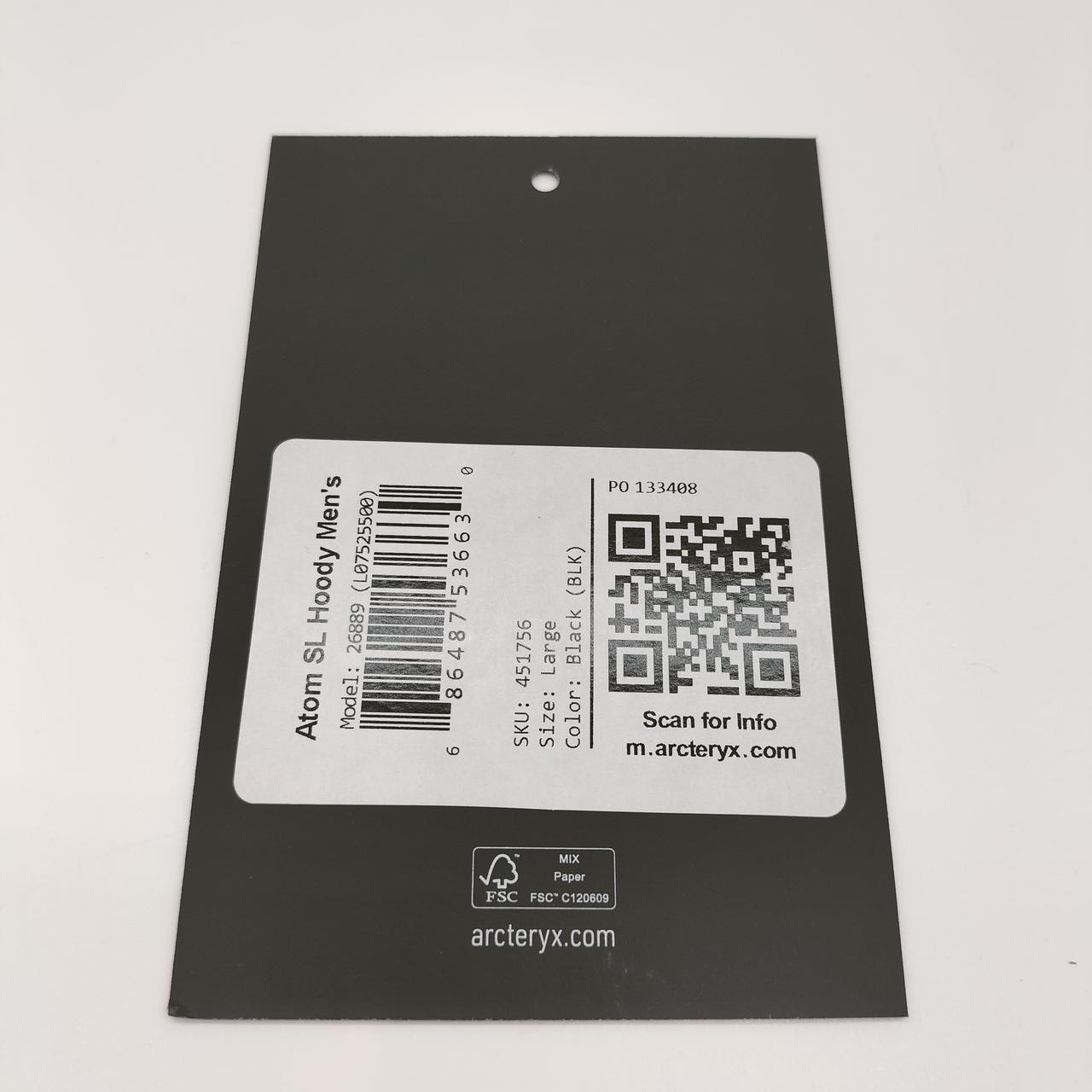 Arcteryx Atom SL Hoody Mens Nylon Jacket Black L Used
