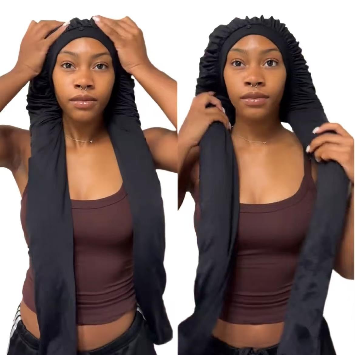 Bonnet for Sleeping,Long Braids Hair Bonnets for Women,2 in 1 Long Hair Prote…